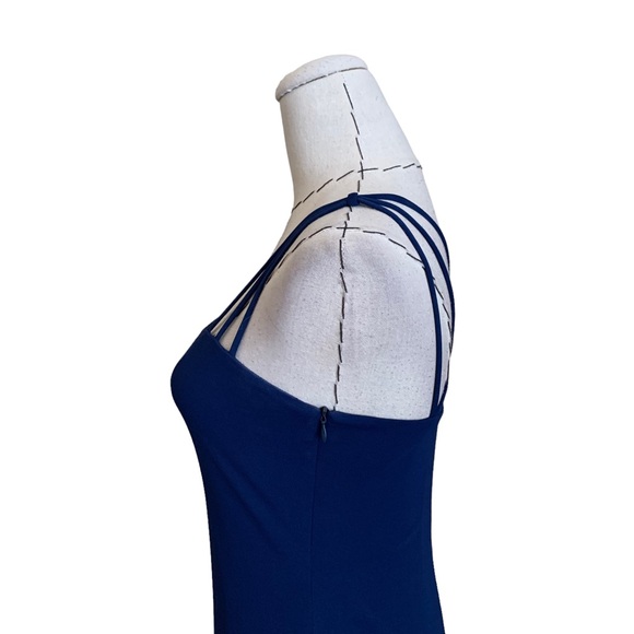 Vintage 90s Laundry Navy Blue Strappy Maxi Dress Gown sz 4 Minimalist - Picture 7 of 11